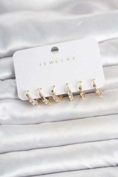 Inure Jewelry طقم أقراط نسائية من حجر الزركون بلون ذهبي نحاسي