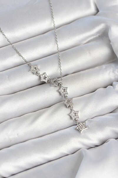 Inure Jewelry قلادة نسائية من الفولاذ 316L موديل ستار باللون الفضي وحجر الزركون