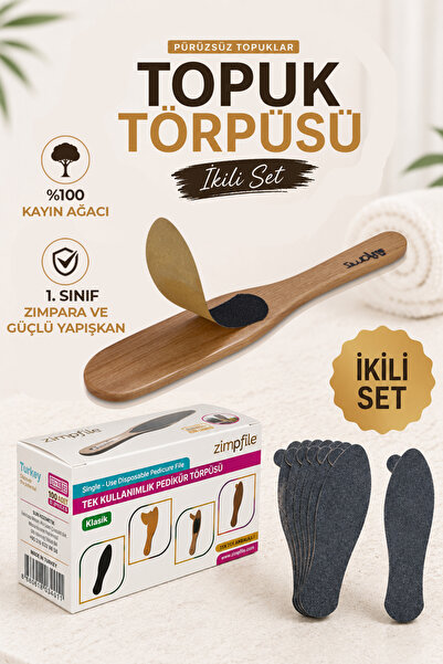 Topuk Törpüsü Seti - Tek Kullanımlık Topuk Törpüsü 100 Adet + Ahşap Spatula