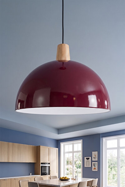 Marrien Luna Bohem Ahşap Bordo Metal Sarkıt (30 cm
