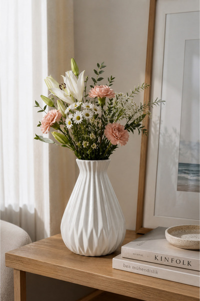 Carmen Soft Decorative Mini Modern Scandinavian Vase - White