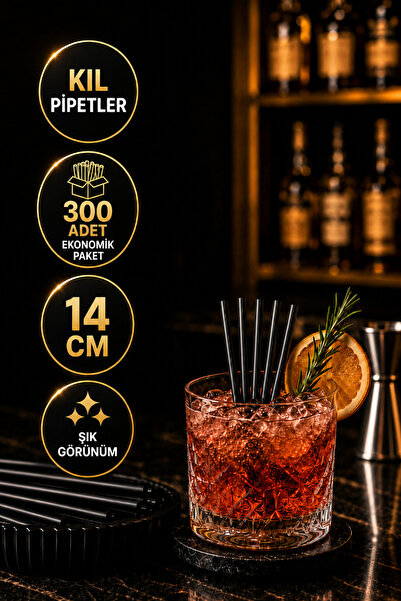 Yusuf Dirik YD Party Supplies Black Thin Cocktail Straw Bristle Straw 300 Pie...