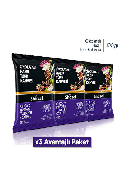 Shazel Çikolatalı Hazır Türk Kahvesi Özel Seri 100 Gr. X 3 Adet