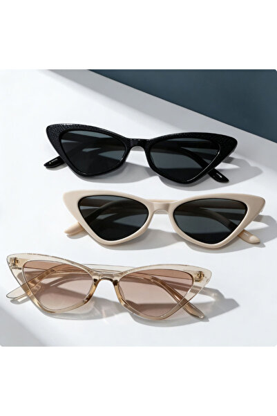 Choice1 black brown coffee 3 Pairs Small Cat Eye Sunglasses for Women, Cute S...