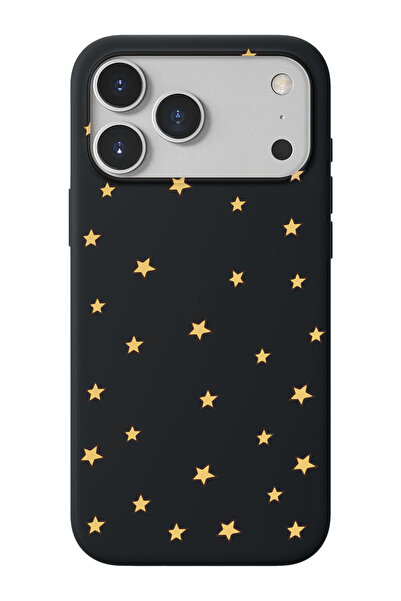 shoptocase iPhone 17 Pro/18 Pro Uyumlu Yıldızlar Desenli İçi Süet Lansman Tel...