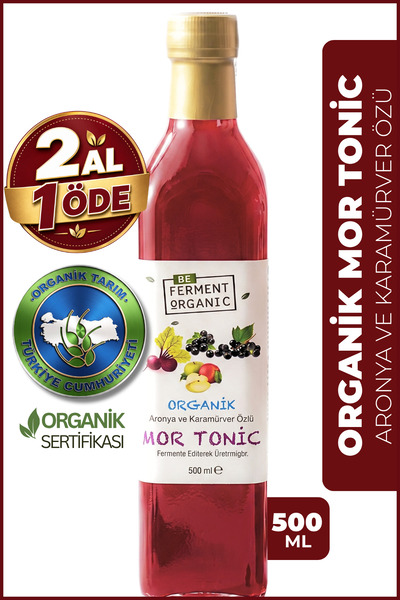 BE FERMENT Mor Tonic | Organik Mor Sirke – Karamürver & Aronya Özlü, Geleneks...