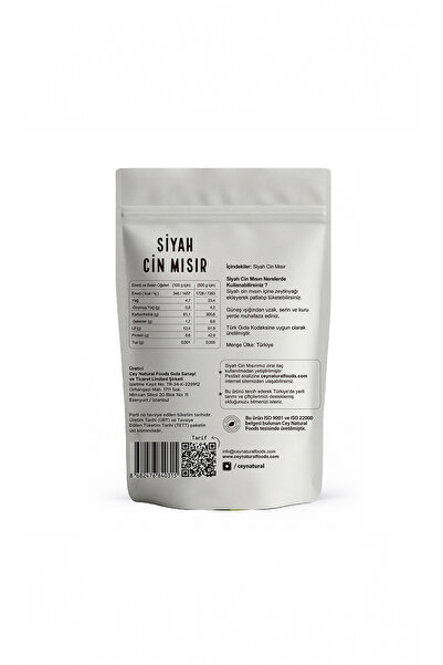 Cey Natural Foods Siyah Cin Mısır – Atalık Tohum Patlamalık Mısır (500 g)