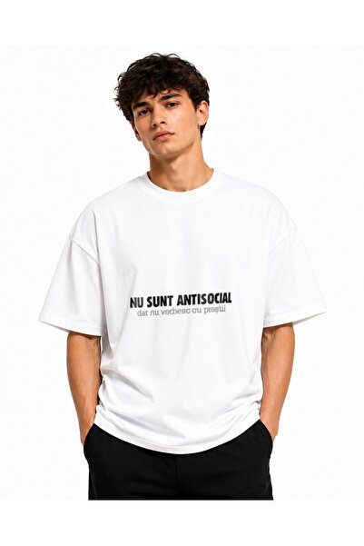 Inscriptie Tricou Unisex Bumbac Premium Casual " Nu sunt antisocial dar nu vo...