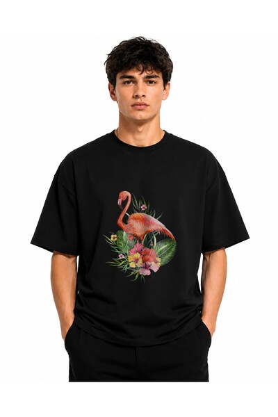 Inscriptie Unisex Βαμβακερό T-Shirt Υψηλής Ποιότητας  "Φλαμίνγκο 9 "