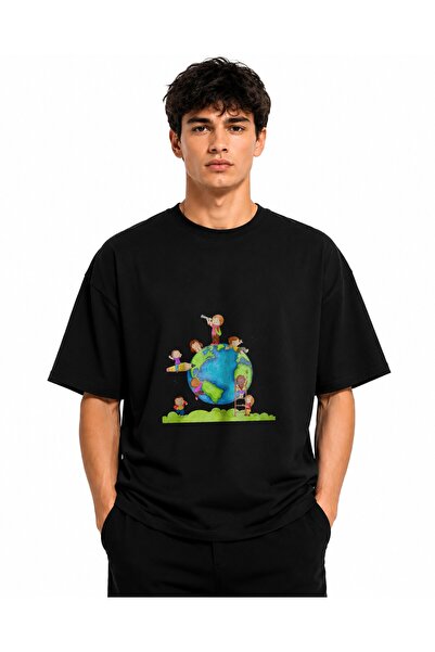 Inscriptie Tricou Unisex Bumbac Premium Casual " Explore the world kids "