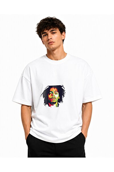 Inscriptie Ουνισέξ Βαμβακερό T-Shirt Υψηλής Ποιότητας  "Εικόνα Μπομπ Μάρλεϊ "