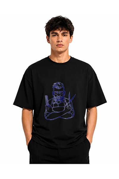 Inscriptie Tricou Unisex Bumbac Premium Casual " Barber shop wall "