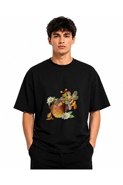 Inscriptie Unisex Premium Cotton Casual T-Shirt "Cute bee cartoon"