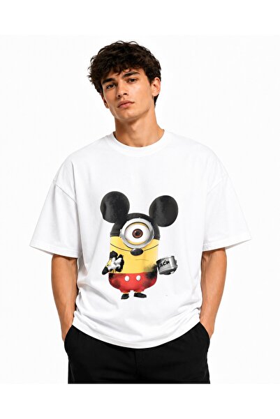 Inscriptie Unisex Βαμβακερό T-Shirt Υψηλής Ποιότητας  "Μίνιον - Μίκυ Μάους "