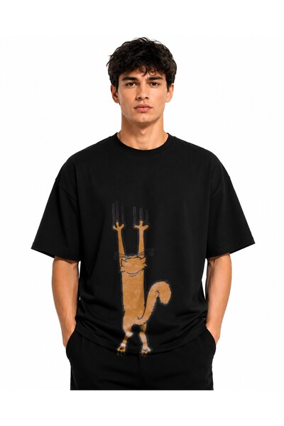 Inscriptie Unisex Premium Cotton Casual T-Shirt "Cat scratching"