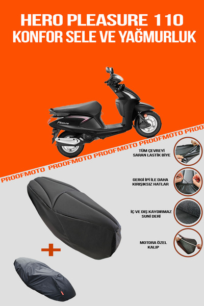 PROOFMOTO سرج مريح وغطاء واقي من المطر لدراجة HERO PLEASURE 110
