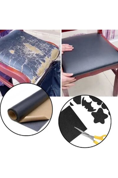 DAVIDAMI CONCEPT Folie Piele Ecologica Autoadeziva pt Reconditionare Canapea, Scaun, Interior Auto, 138x50 cm, Negru