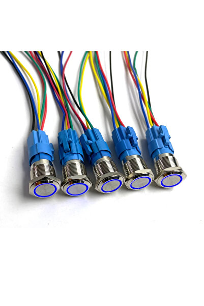 Choice13 Fixed self-locking 22mm 5PCS 12-30V-With socket Blue Ring 5 pcs Meta...