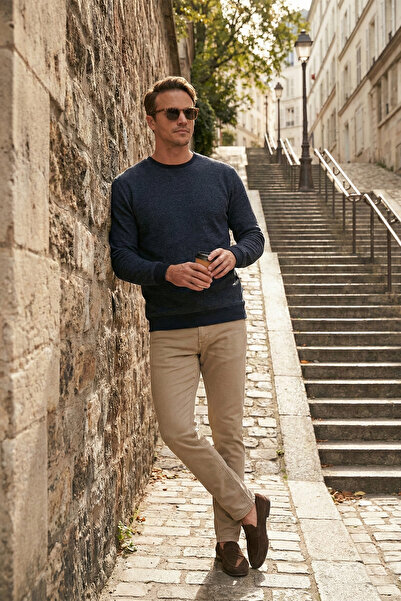 Buratti Slim Fit Crew Neck Cotton Pullover Men's Sweatshirt 456201