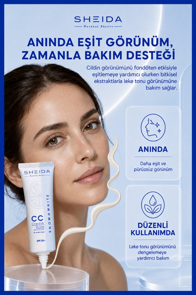 Sheida Snow White Leke Açıcı CC Krem SPF 30+ Yüksek Kapatıcılık ve Ton Eşitleme 50 ml