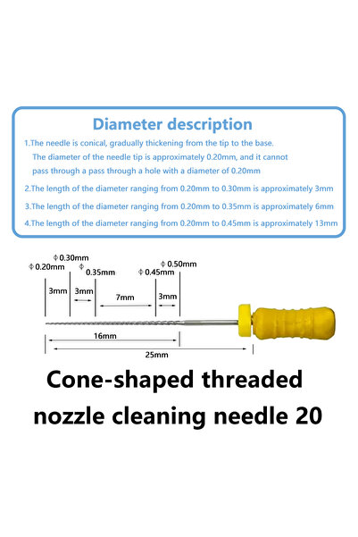 Choice5 above 0.30mm 3D Printer Nozzle Cone Thread Cleaning Needle - Used for...