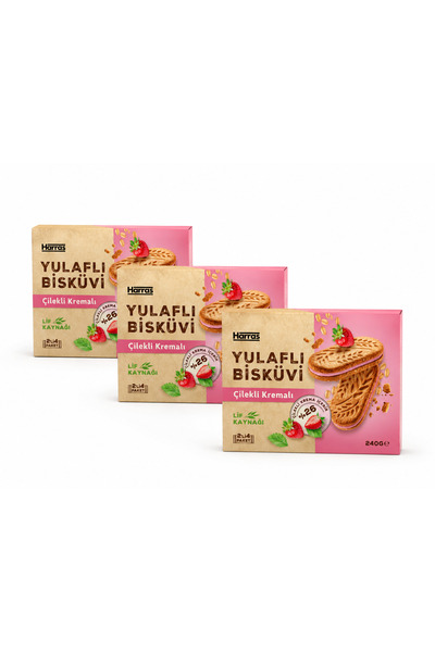 Harras Yulaflı Bisküvi Çilekli Kremalı 240 g x 3 Adet