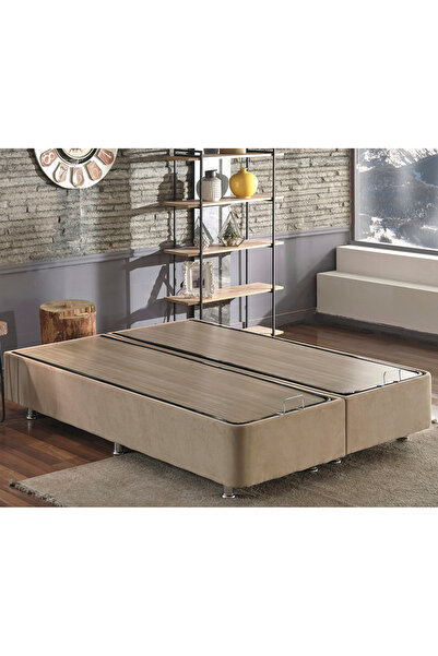 Niron Yatak Niron Ela Baza -200x200 cm Çift Kişilik Sandıklı Sütlü Kahve Kuma...