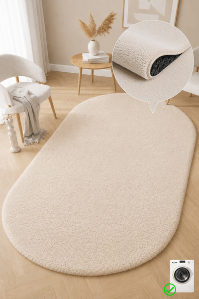 SANRUGS Home & Living Post Tüylü, Yıkanabilir ve Kaymaz Tabanlı, Overloksuz O...