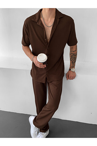 NO1 KONSEPT Brown Relaxed Fit Twisted Ribbed Set