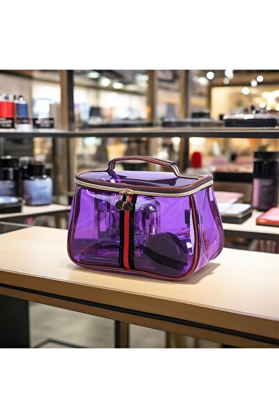 choice2 Purple Transparent Large Capacity Women's Makeup Bag Waterproof Gym T...