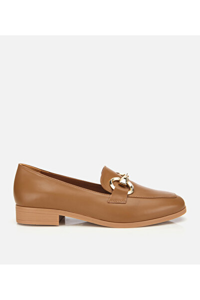 Hotiç Kadın Deri Kahverengi Tokalı Klasik Loafer