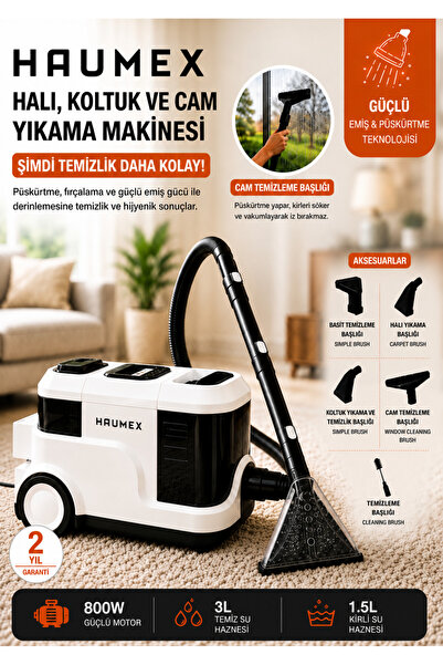 HAUMEX HCC-7500 Ekstra Pencere Temizleme Aparatlı Koltuk Halı Yıkama Ve Leke ...