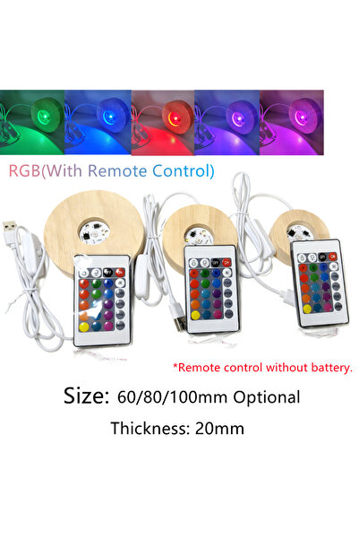 Choice 60x60x20mm RGB(Remote Control) Dimmable Wooden USB Switch Desktop Deco...