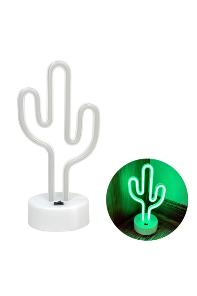 Choice Green Light Cute Cactus Neon Sign Lights Battery & USB Powered LED Tab...
