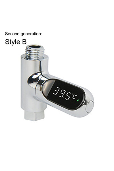 Choice B LED Display Household Water Shower Thermometer 5-85℃ Flow Self-power...