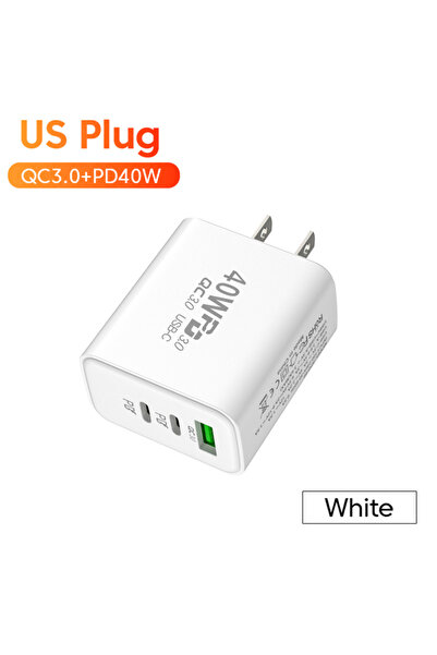 Choice US PD 60W Fast USB Charge Charger 3Ports EU/US Plug Wall Charger Adapt...