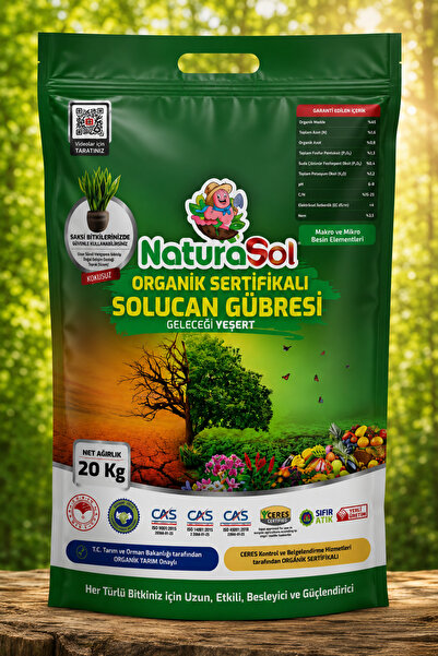 Naturasol Organik Sertifikalı Katı Solucan Gübresi 20 Kg (40 Litre) Sebze-Mey...