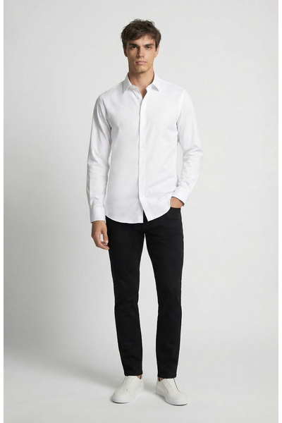 Network Slim Fit Siyah 5 Cep Dokuma Casual Pantolon