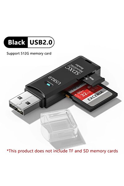 Choice قارئ بطاقات متعدد الوظائف 2 في 1 USB 3.0 أسود اللون، محول OTG USB SD T...