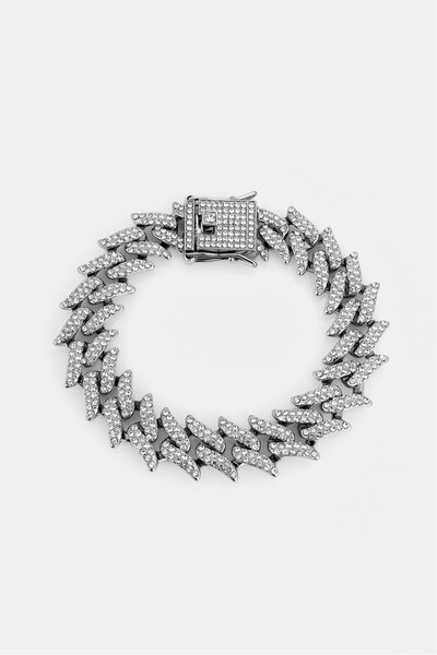 UKHWD SUPPLY 14mm Iced Out Crown Cuban Chain Erkek Bileklik KA1382GM