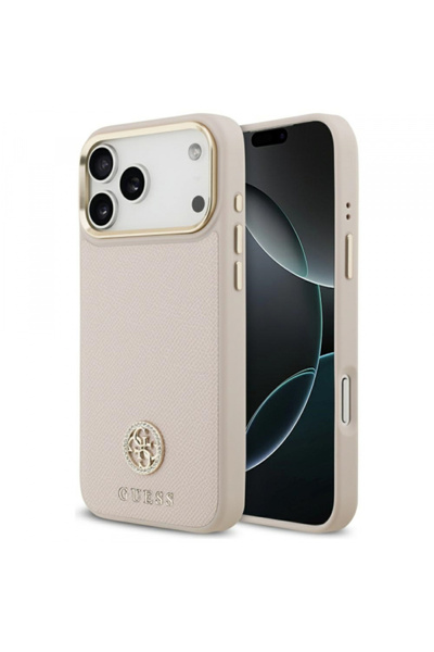 Apple Husa MagSafe pentru iPhone 17 Pro Max, Guess, Grained Strass Logo, Roz