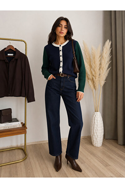 Vizon Collection Lacivert-Yeşil Yumoş Hırka