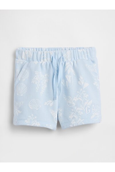 GAP Kız Bebek Açık Mavi Logo Fransız Havlu Kumaş Pull-On Şort