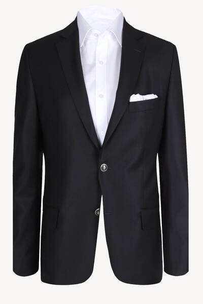 Ysf Erkek Siyah Klasik %100 Yünlü Blazer Ceket