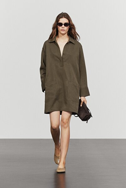 Massimo Dutti Cepli kısa gömlek elbise