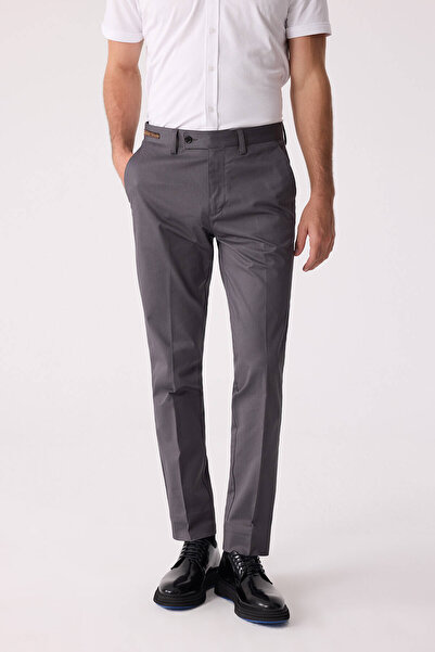 Ysf Erkek Koyu Gri Regular Fit Kanvas Pantalon