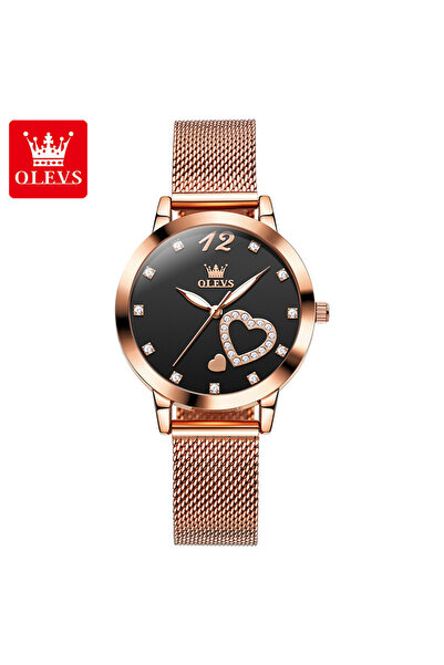 Choice ساعة كوارتز بسيطة للنساء من WD-Rose باللون الأسود طراز OLEVS 5189 بتصم...
