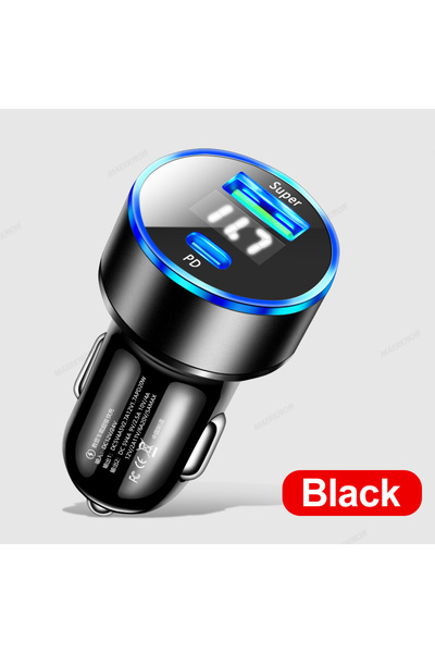 Choice black 3.1A High Quality USB PD Car Charger 2 Port LED Display Voltmete...
