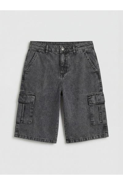 LC Waikiki Lcw Kids Black Boys' Cargo Jean Shorts