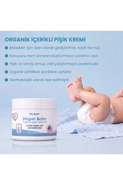 Trukid TruBaby Organik İçerikli Bebek Pişik Önleyici Krem 59.14 ml | Yenidoğandan İtibaren Hassas Cilt Bakımı